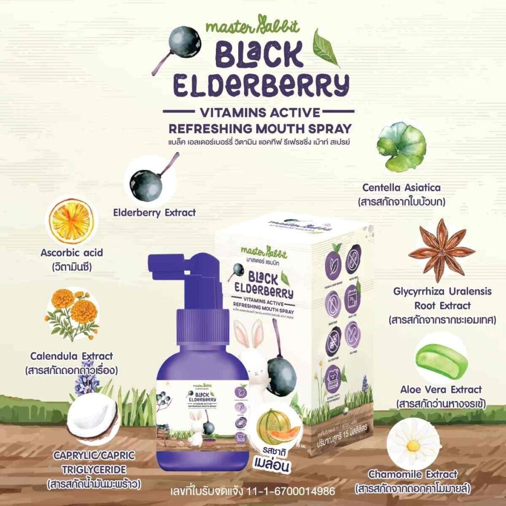 Master Rabbit BLACK ELDERBERRY VITAMINS ACTIVE REFRESHING MOUTH SPRAY ...